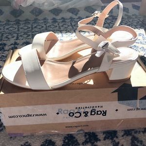 Brand new London Rag size 8 women’s block heel white sandals